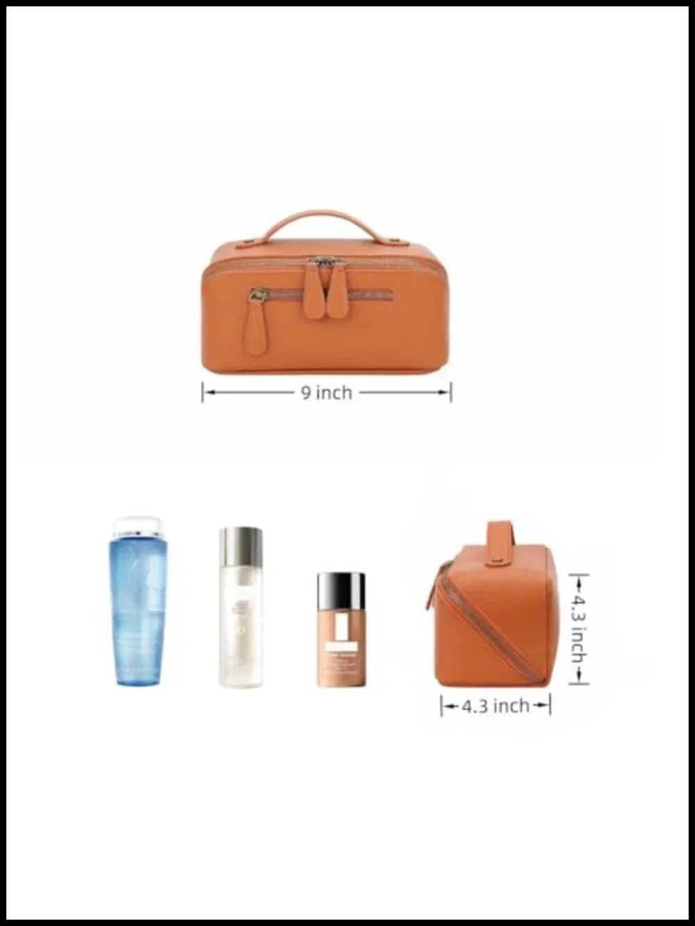 Large Waterproof PU Leather Travel Makeup Bag with Dividers & Handle 2L